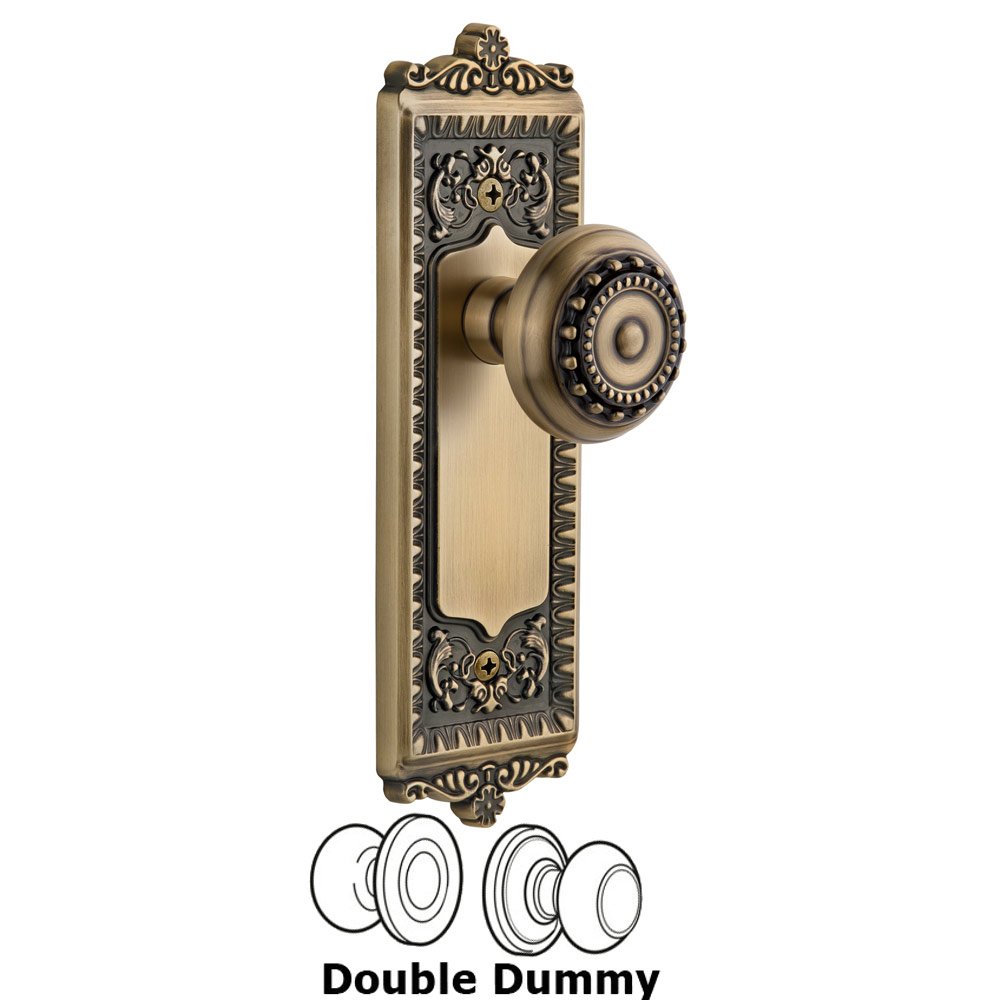 Grandeur Windsor Plate Double Dummy with Parthenon knob in Vintage Brass