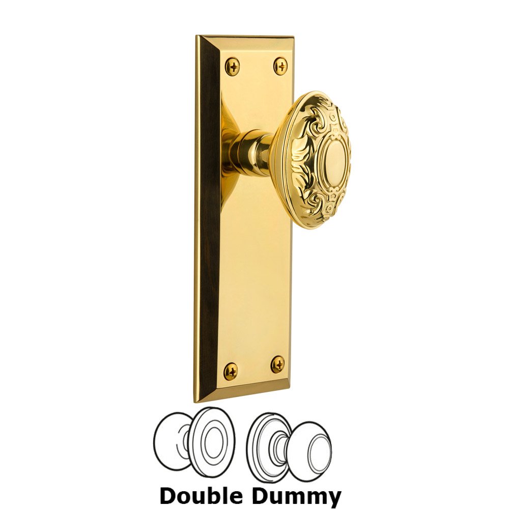 Grandeur Grandeur Fifth Avenue Plate Double Dummy with Grande Victorian Knob in Polished Brass