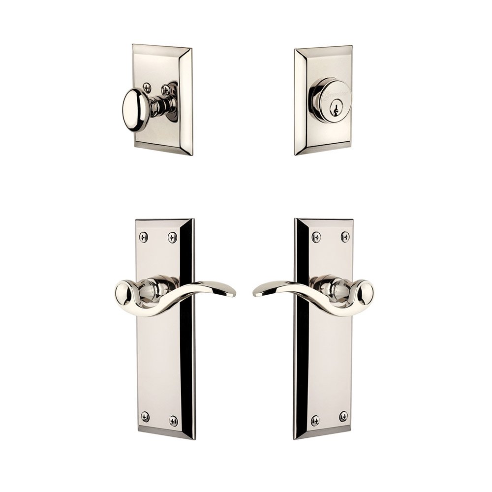 Grandeur Fifth Avenue Plate With Bellagio Lever & Matching Deadbolt In Polished Nickel