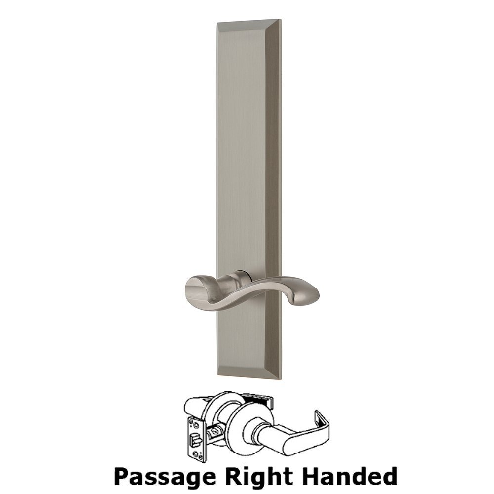 Grandeur Passage Fifth Avenue Tall with Portofino Right Handed Lever in Satin Nickel