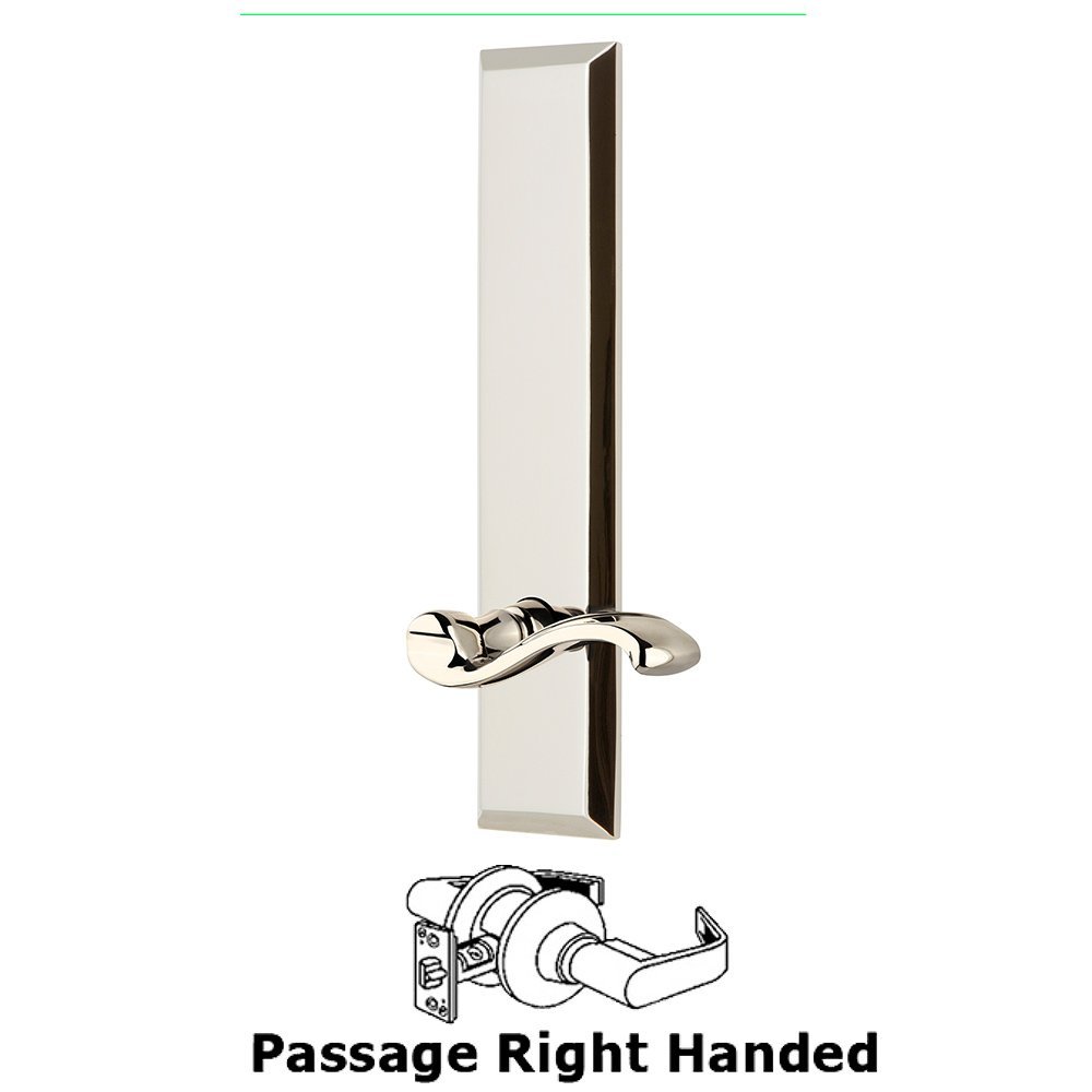 Grandeur Passage Fifth Avenue Tall with Portofino Right Handed Lever in Polished Nickel