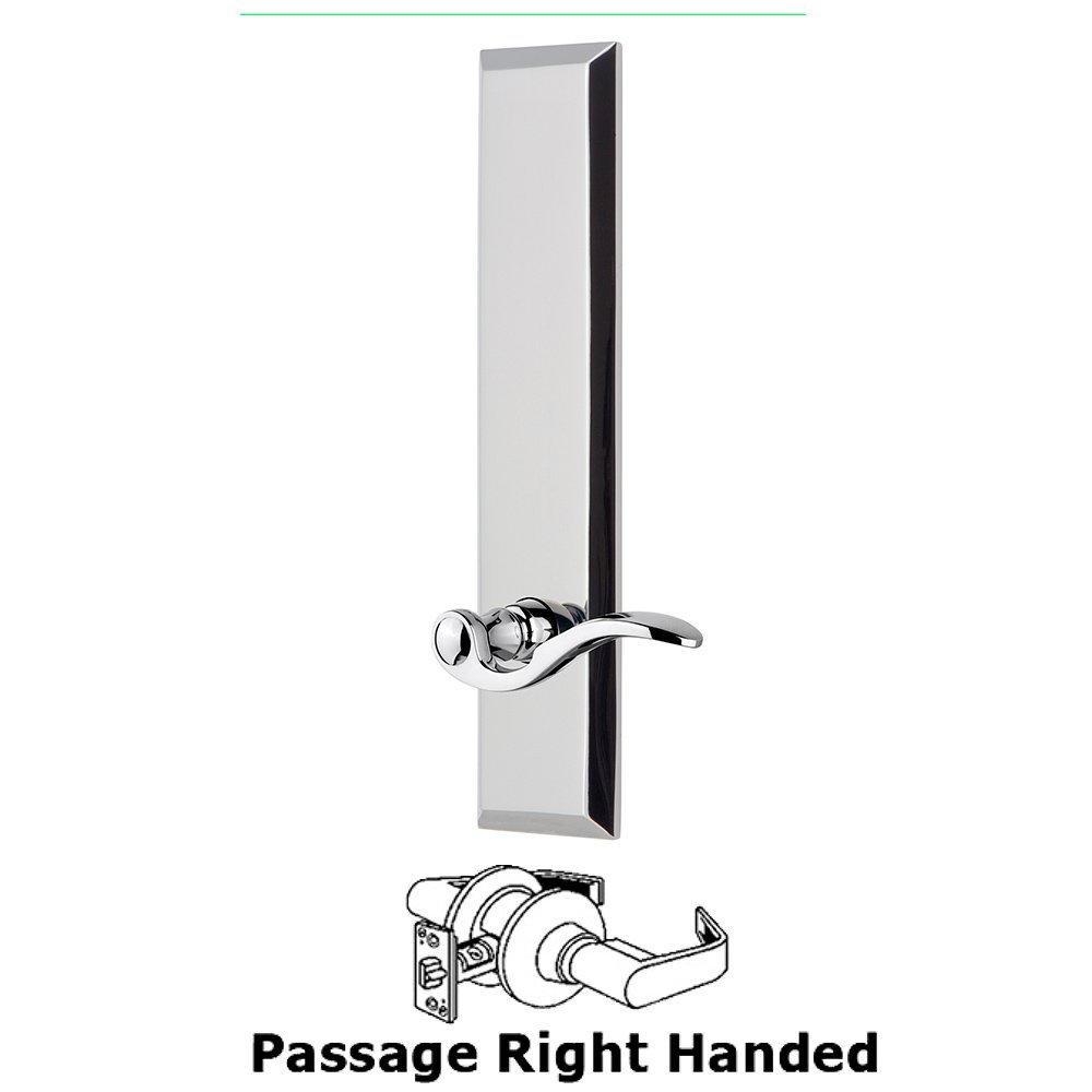 Grandeur Passage Fifth Avenue Tall with Bellagio Right Handed Lever in Bright Chrome