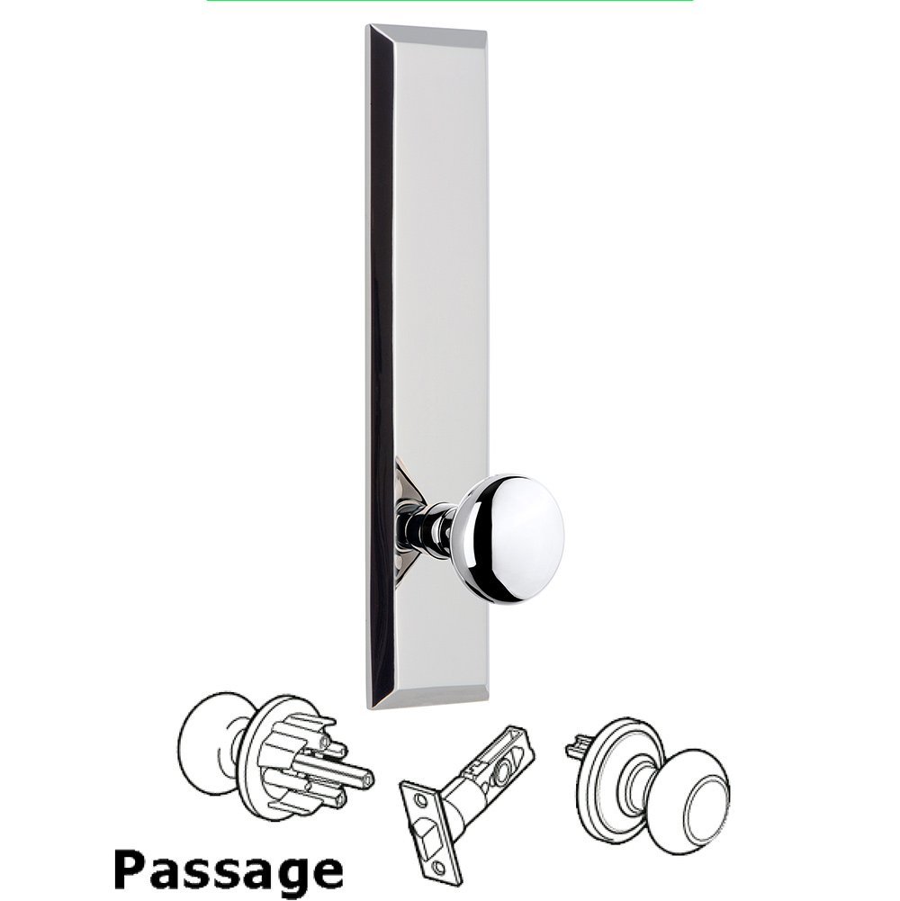 Grandeur Passage Fifth Avenue Tall with Knob in Bright Chrome