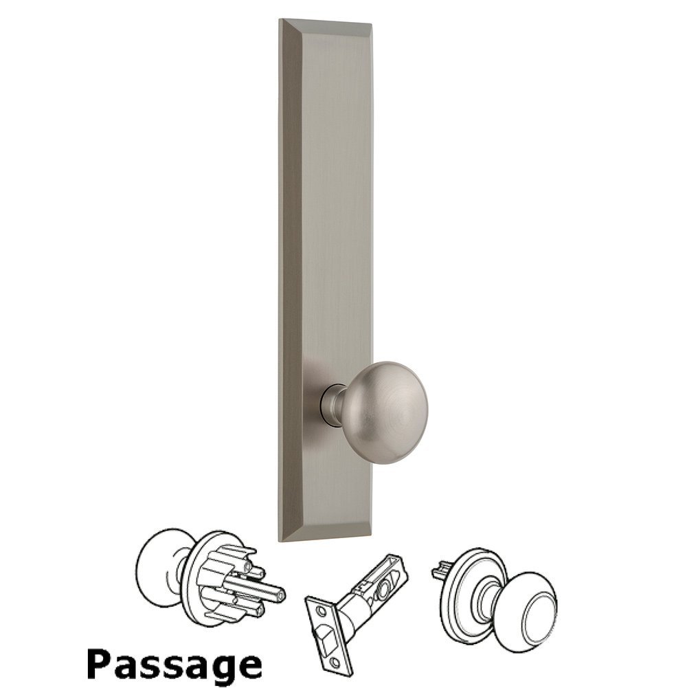 Grandeur Passage Fifth Avenue Tall with Knob in Satin Nickel