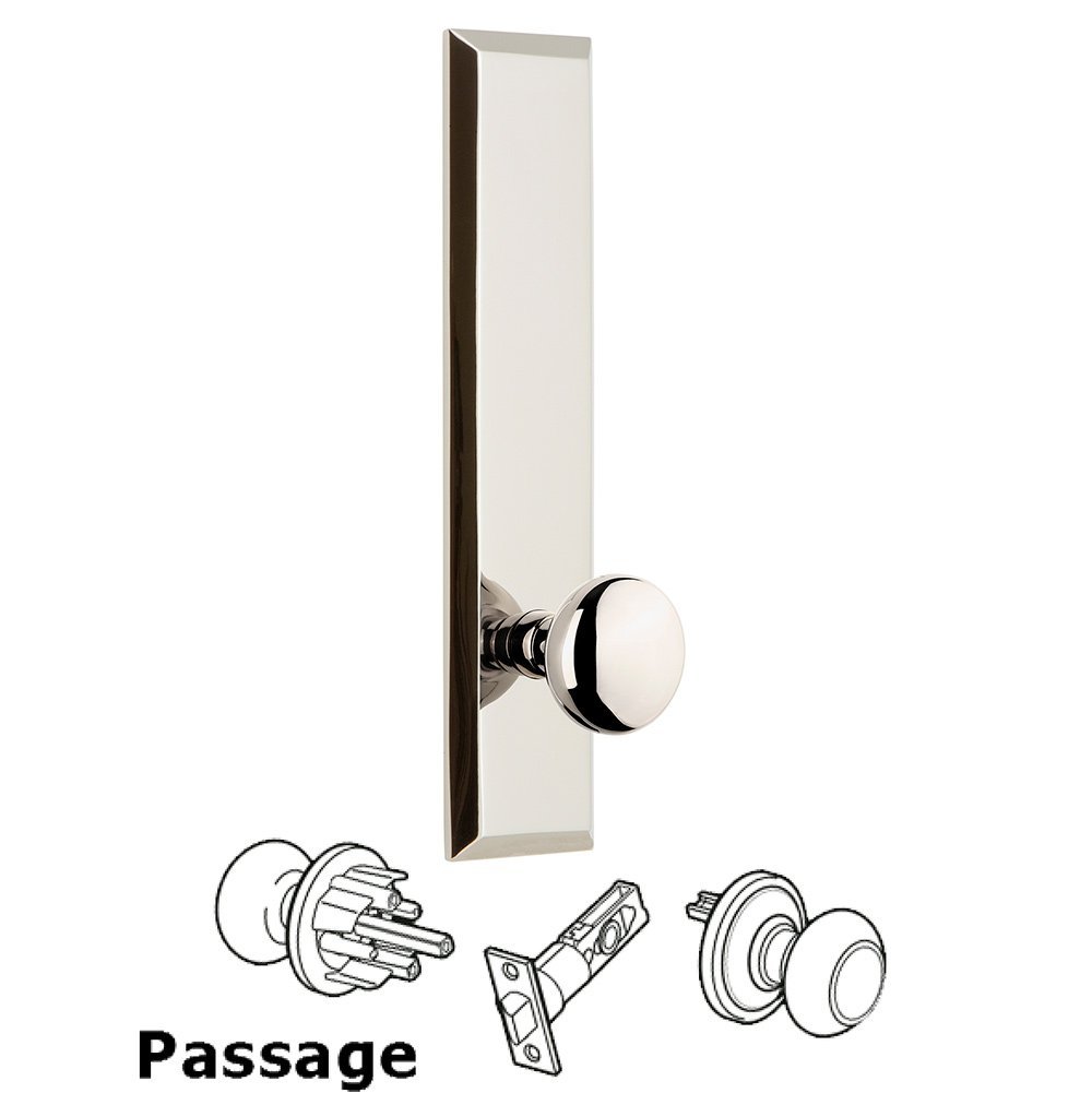 Grandeur Passage Fifth Avenue Tall with Knob in Polished Nickel