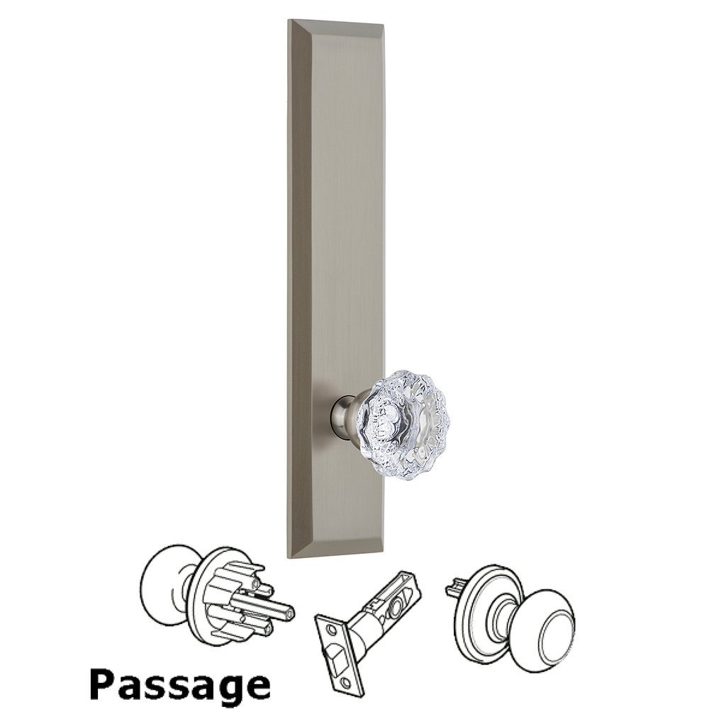 Grandeur Passage Fifth Avenue Tall with Fontainebleau Knob in Satin Nickel