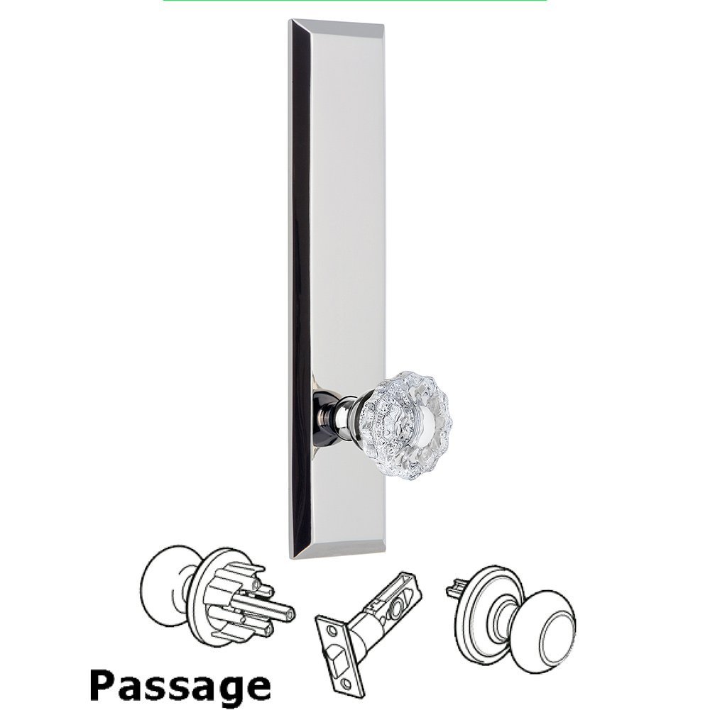 Grandeur Passage Fifth Avenue Tall with Versailles Knob in Bright Chrome