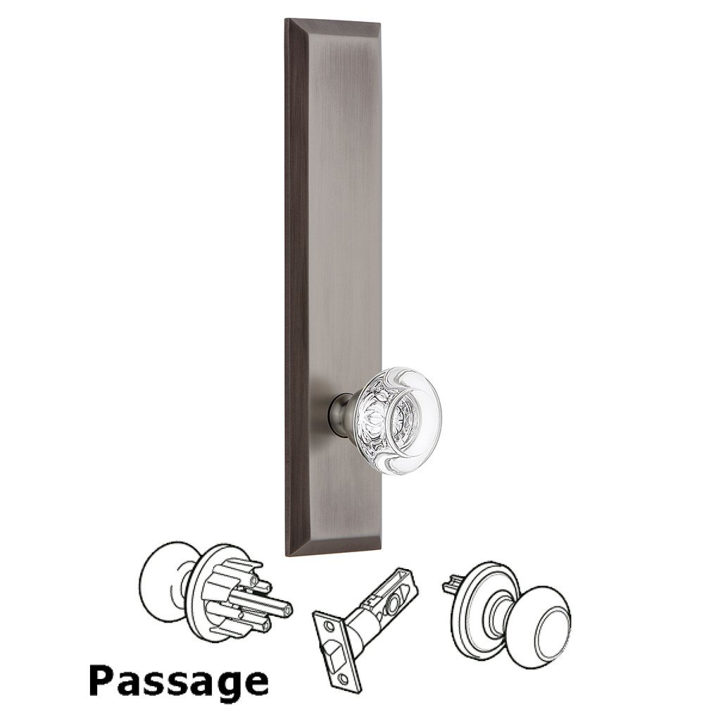 Grandeur Passage Fifth Avenue Tall with Bordeaux Knob in Antique Pewter