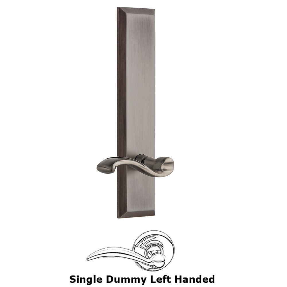 Grandeur Single Dummy Fifth Avenue Tall Plate with Portofino Left Handed Lever in Antique Pewter