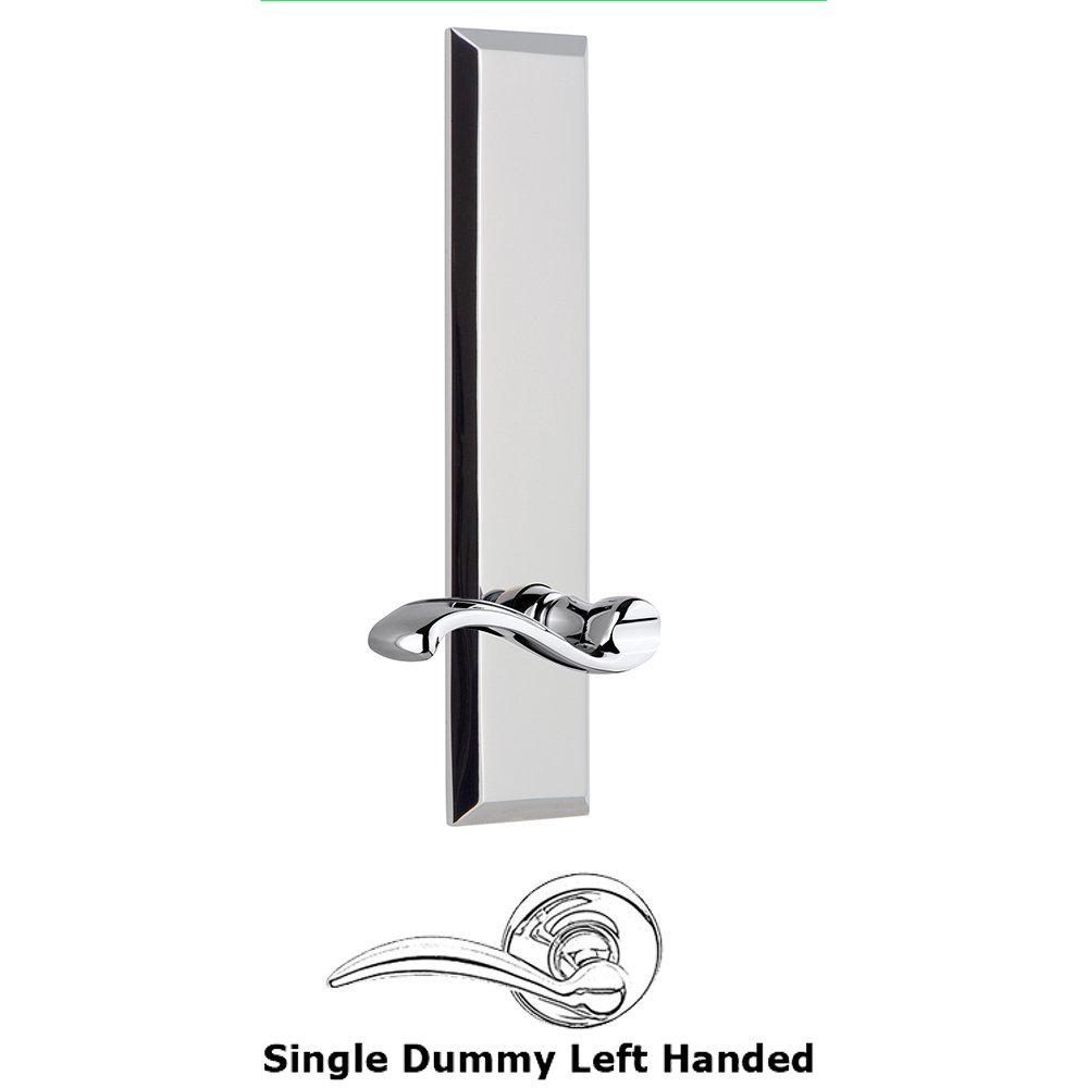 Grandeur Single Dummy Fifth Avenue Tall Plate with Portofino Left Handed Lever in Bright Chrome
