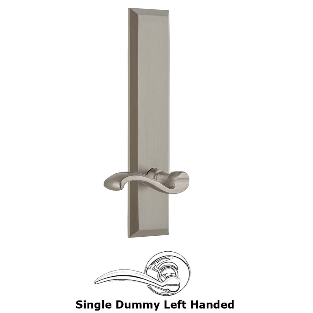Grandeur Single Dummy Fifth Avenue Tall Plate with Portofino Left Handed Lever in Satin Nickel