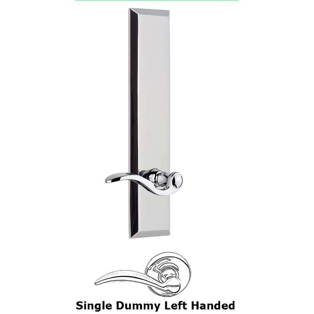Grandeur Single Dummy Fifth Avenue Tall Plate with Bellagio Left Handed Lever in Bright Chrome