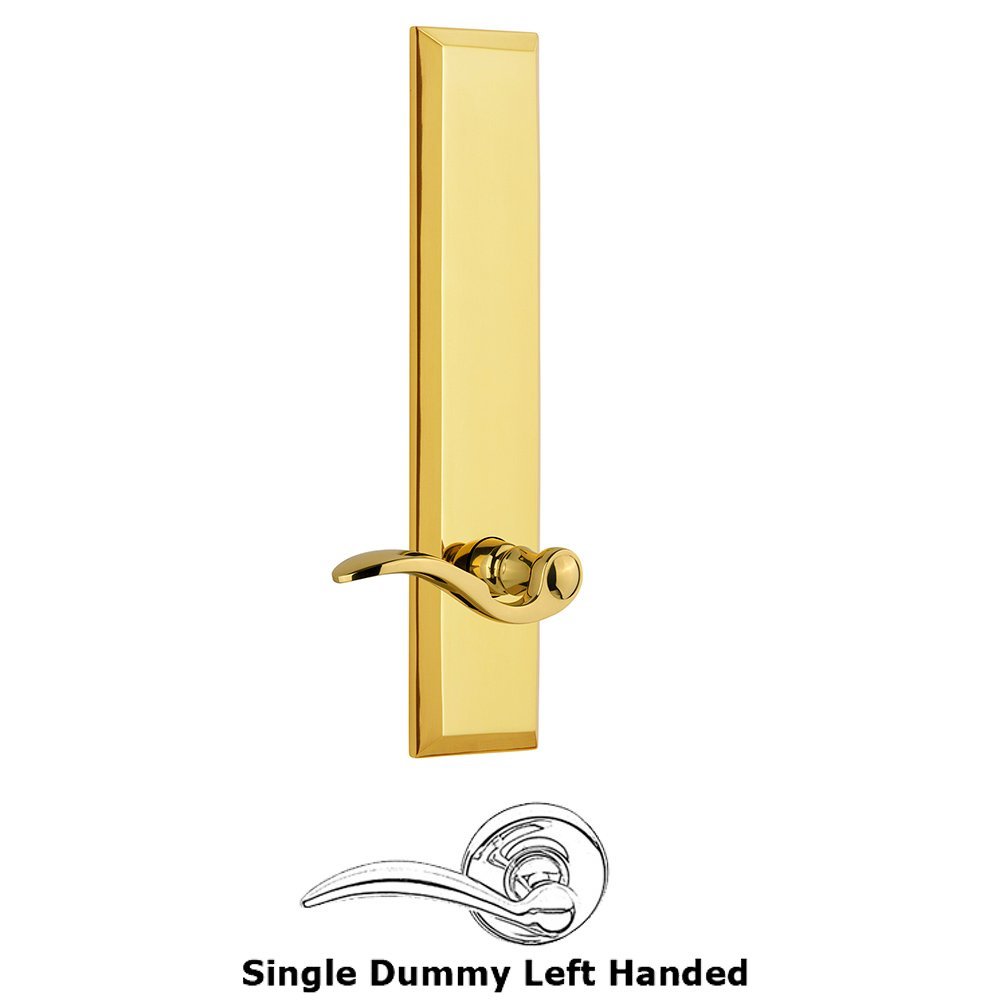 Grandeur Single Dummy Fifth Avenue Tall Plate with Bellagio Left Handed Lever in Lifetime Brass