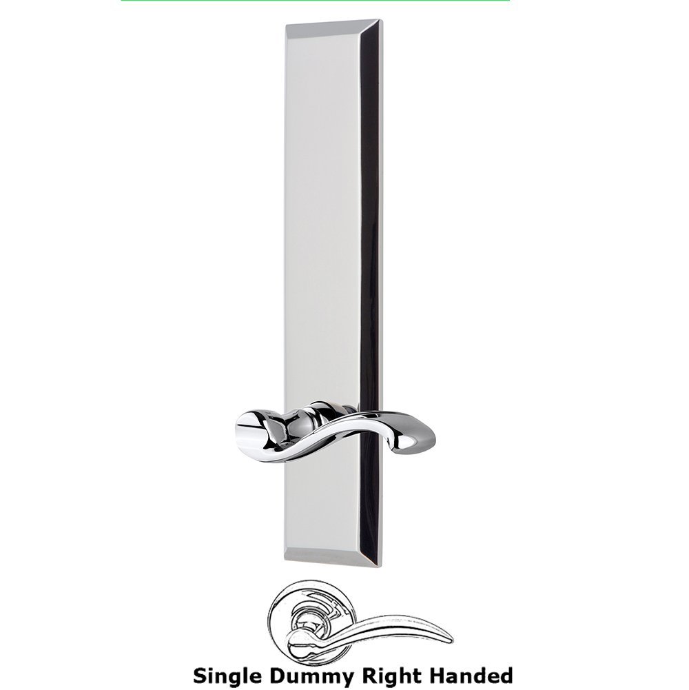 Grandeur Single Dummy Fifth Avenue Tall Plate with Portofino Right Handed Lever in Bright Chrome