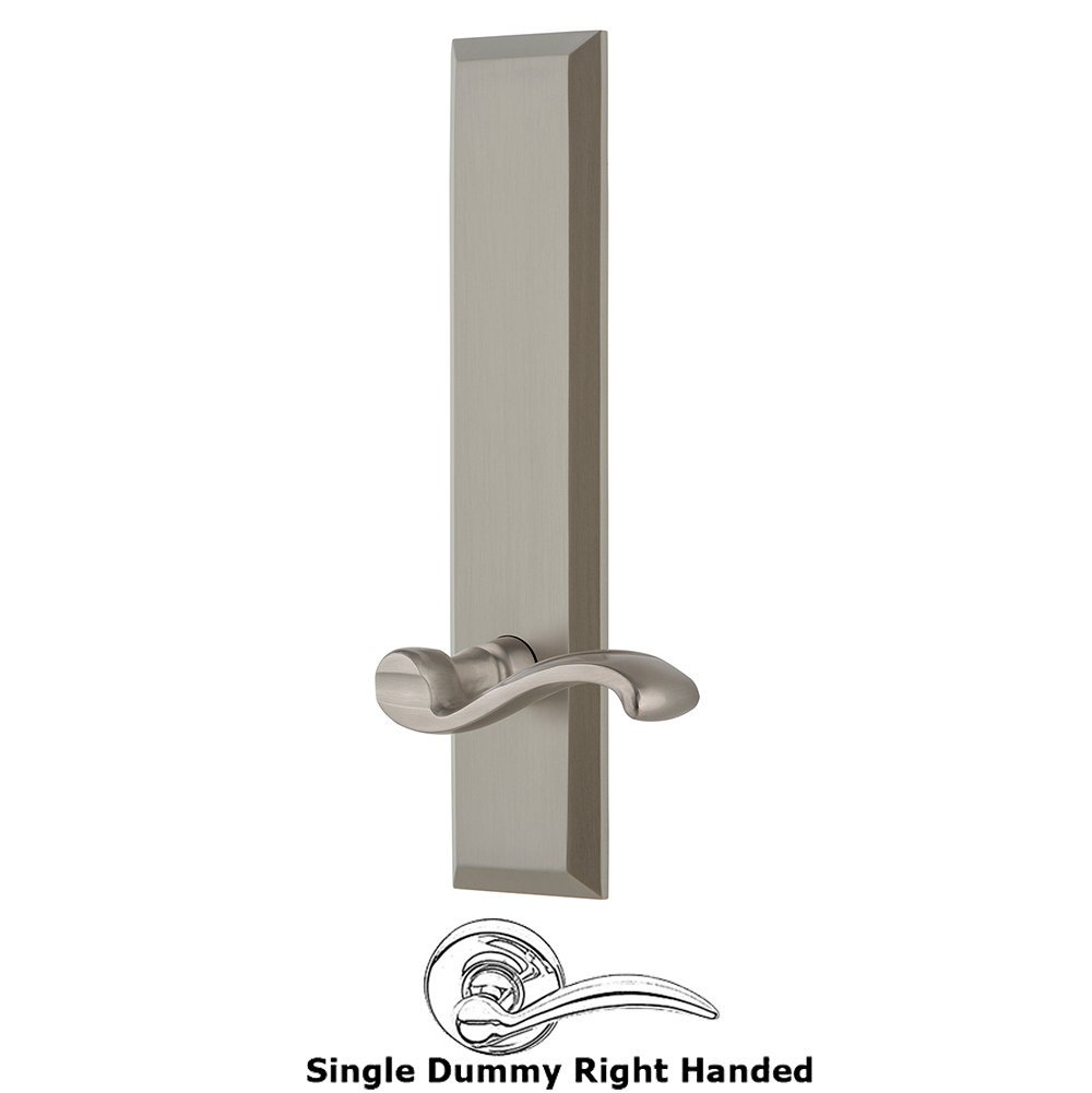 Grandeur Single Dummy Fifth Avenue Tall Plate with Portofino Right Handed Lever in Satin Nickel