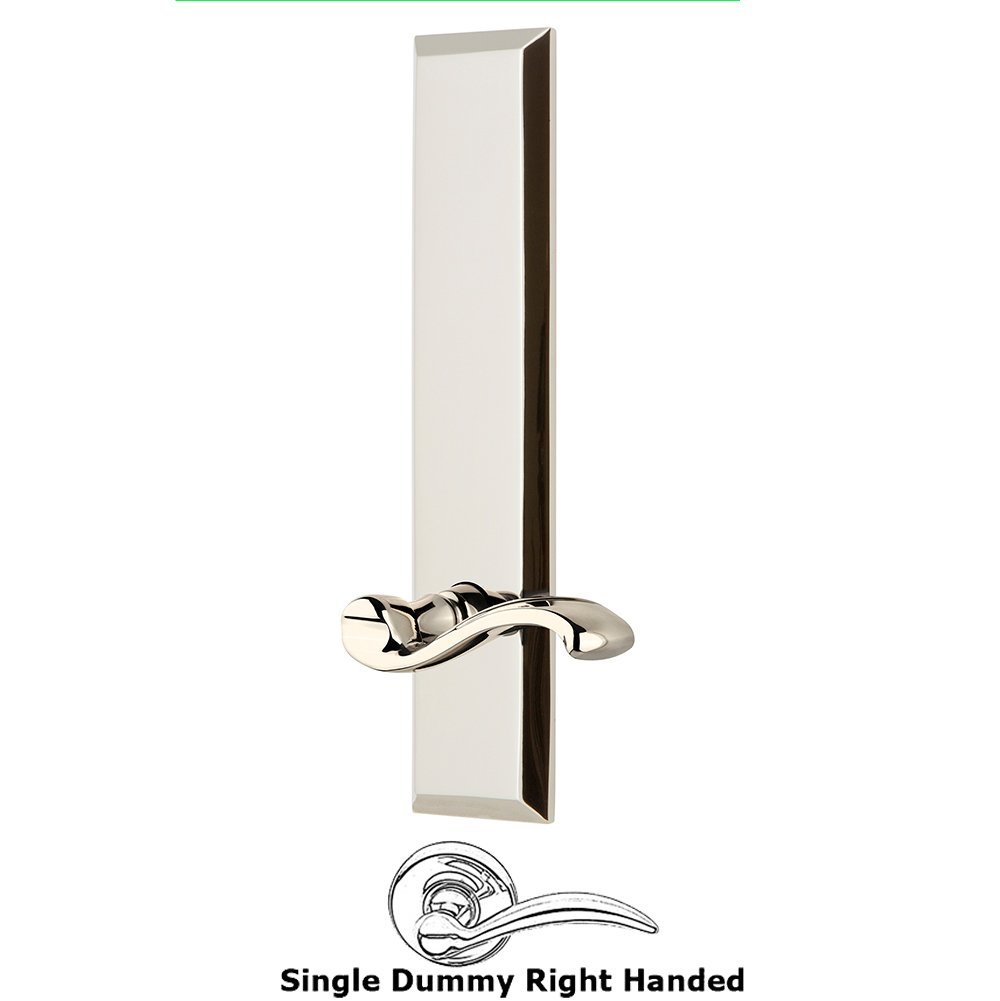 Grandeur Single Dummy Fifth Avenue Tall Plate with Portofino Right Handed Lever in Polished Nickel