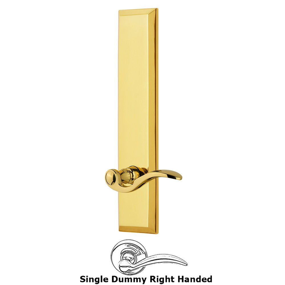 Grandeur Single Dummy Fifth Avenue Tall Plate with Bellagio Right Handed Lever in Lifetime Brass