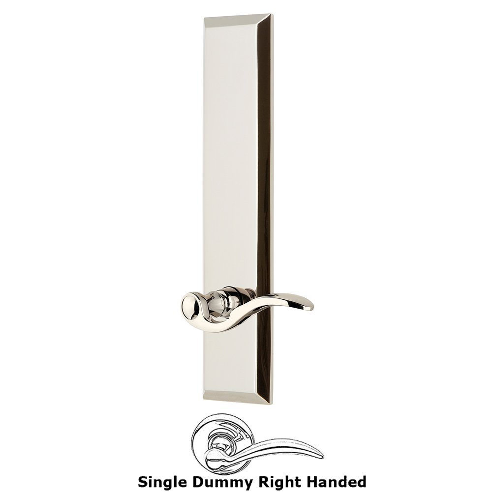 Grandeur Single Dummy Fifth Avenue Tall Plate with Bellagio Right Handed Lever in Polished Nickel