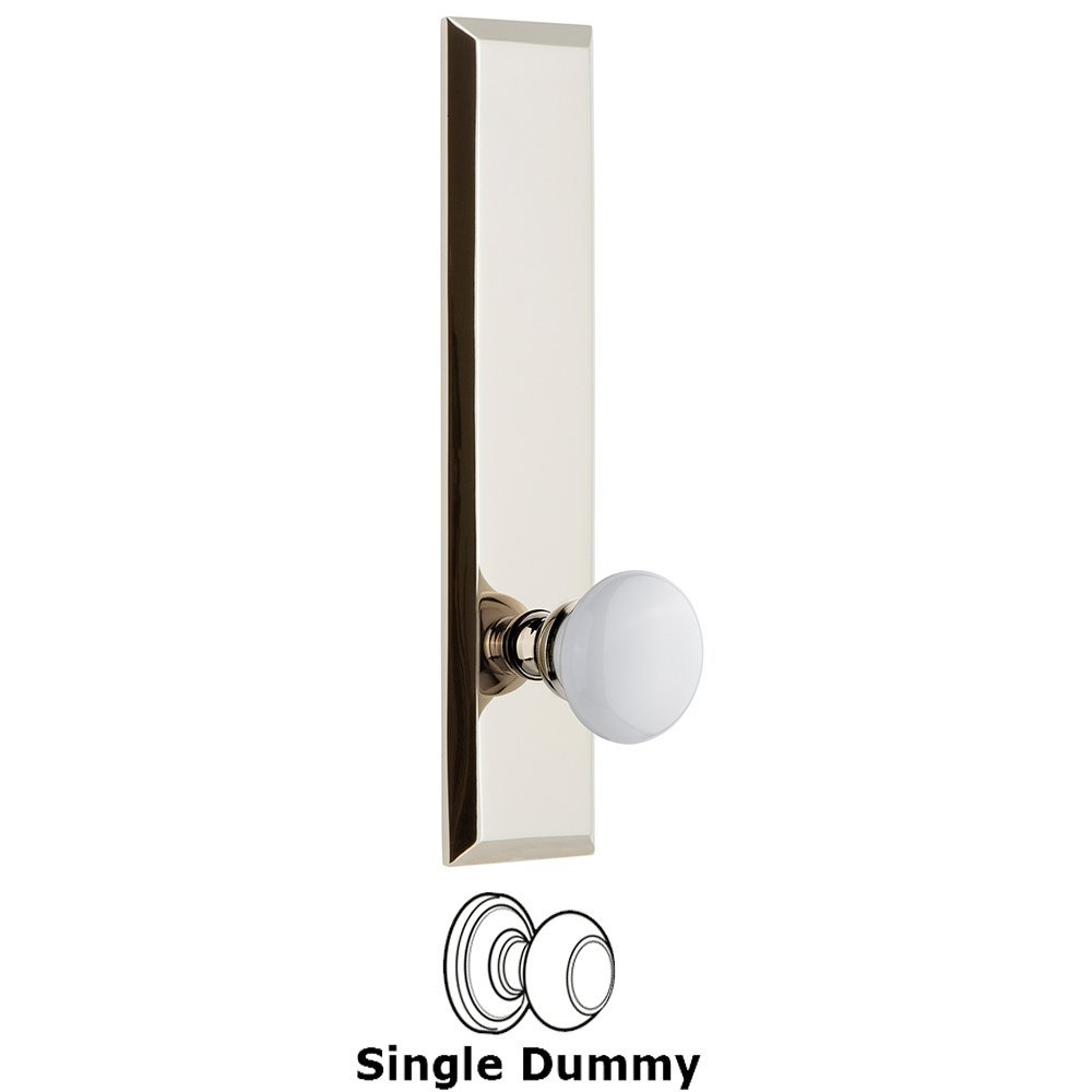 Grandeur Single Dummy Fifth Avenue Tall Plate with Hyde Park Knob in Polished Nickel