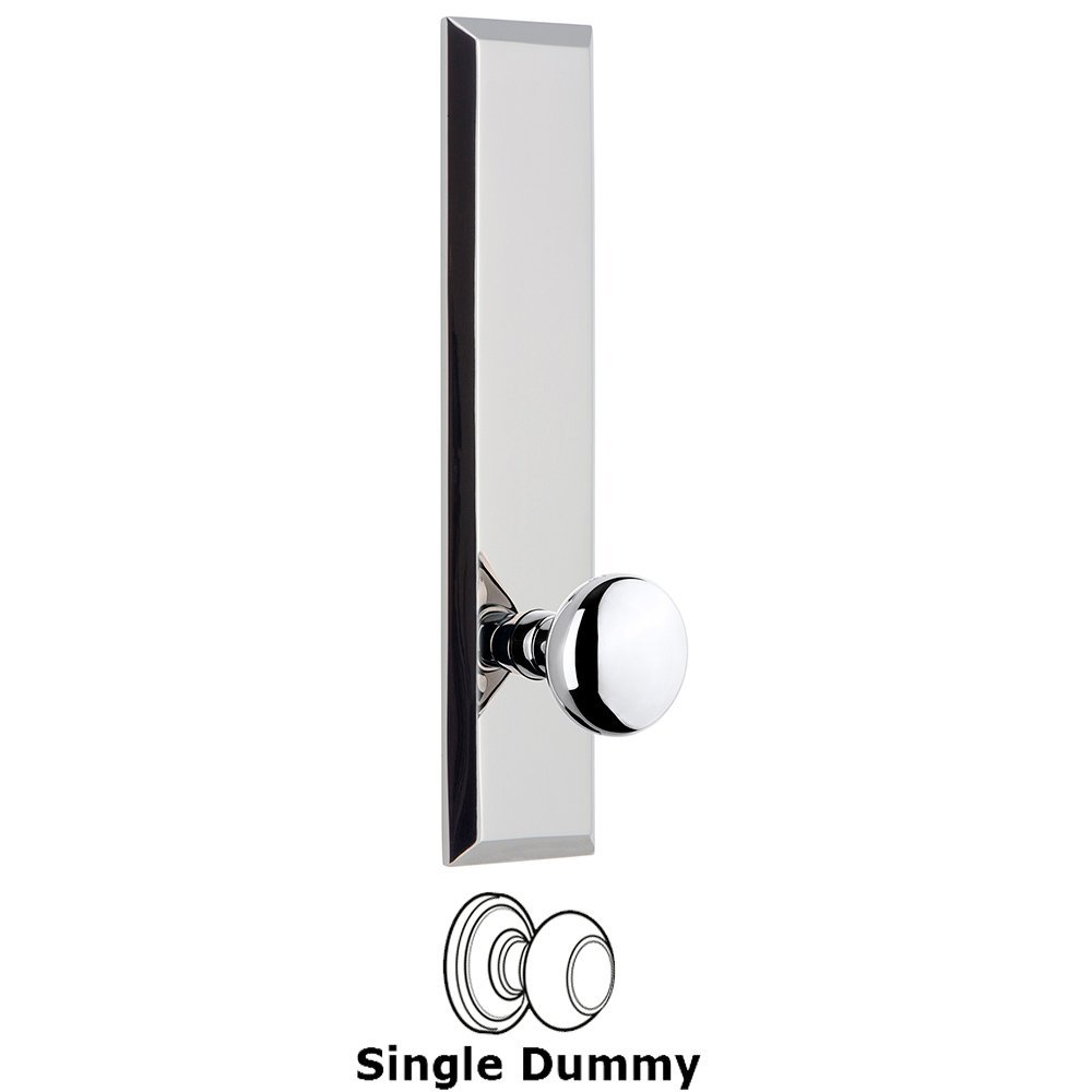 Grandeur Single Dummy Fifth Avenue Tall Plate with Fifth Avenue Knob in Bright Chrome