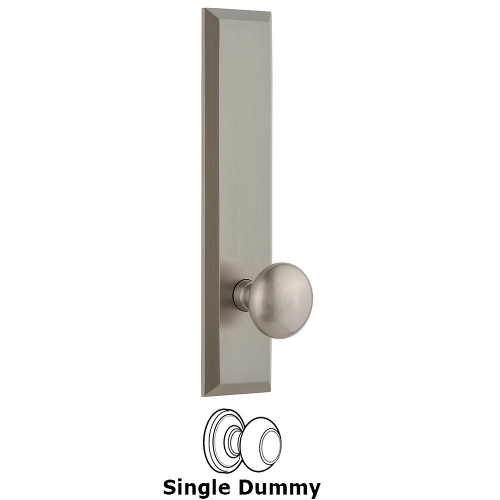 Grandeur Single Dummy Fifth Avenue Tall Plate with Fifth Avenue Knob in Satin Nickel