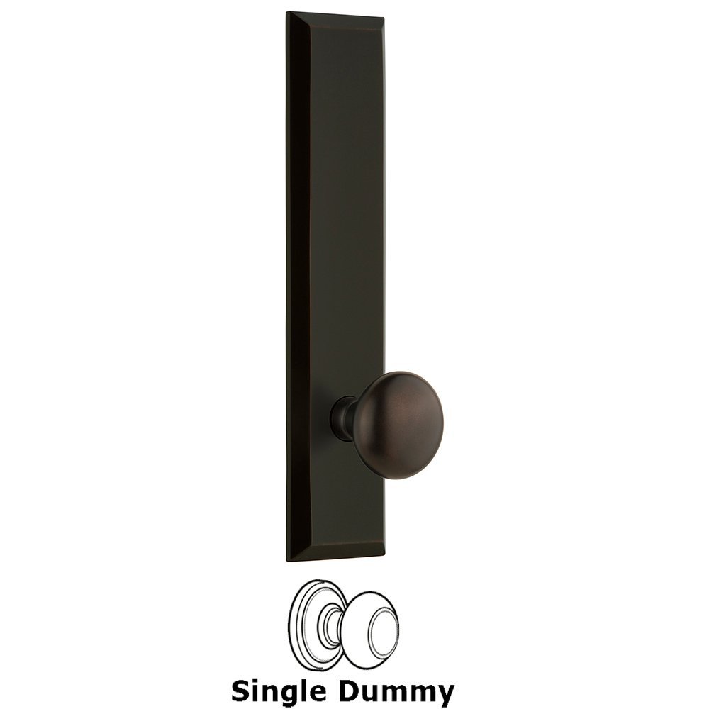 Grandeur Single Dummy Fifth Avenue Tall Plate with Fifth Avenue Knob in Timeless Bronze