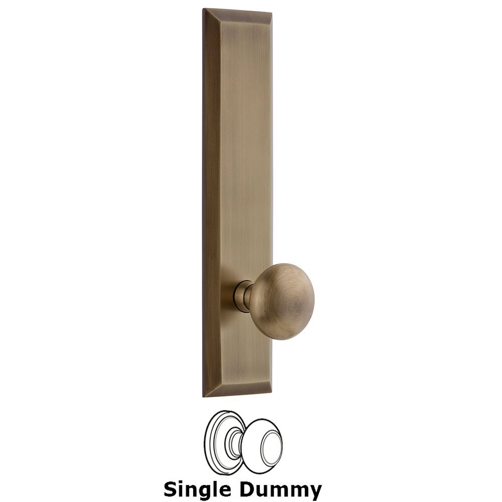 Grandeur Single Dummy Fifth Avenue Tall Plate with Fifth Avenue Knob in Vintage Brass