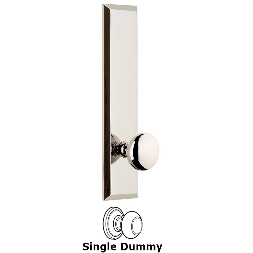 Grandeur Single Dummy Fifth Avenue Tall Plate with Fifth Avenue Knob in Polished Nickel