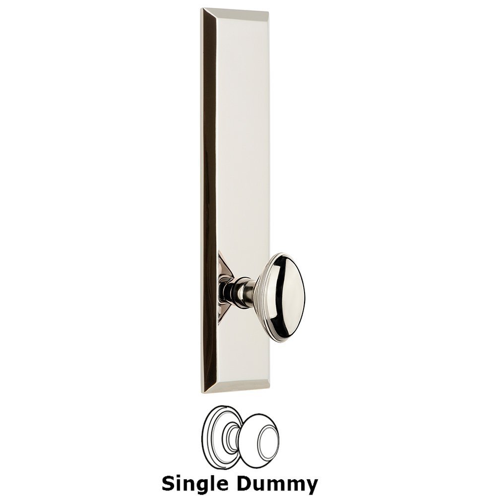 Grandeur Single Dummy Fifth Avenue Tall Plate with Eden Prairie Knob in Polished Nickel