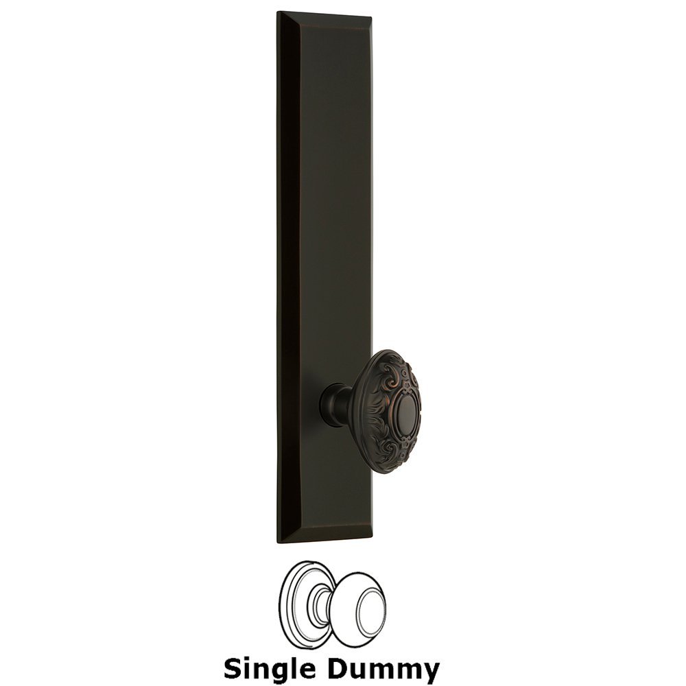 Grandeur Single Dummy Fifth Avenue Tall Plate with Grande Victorian Knob in Timeless Bronze
