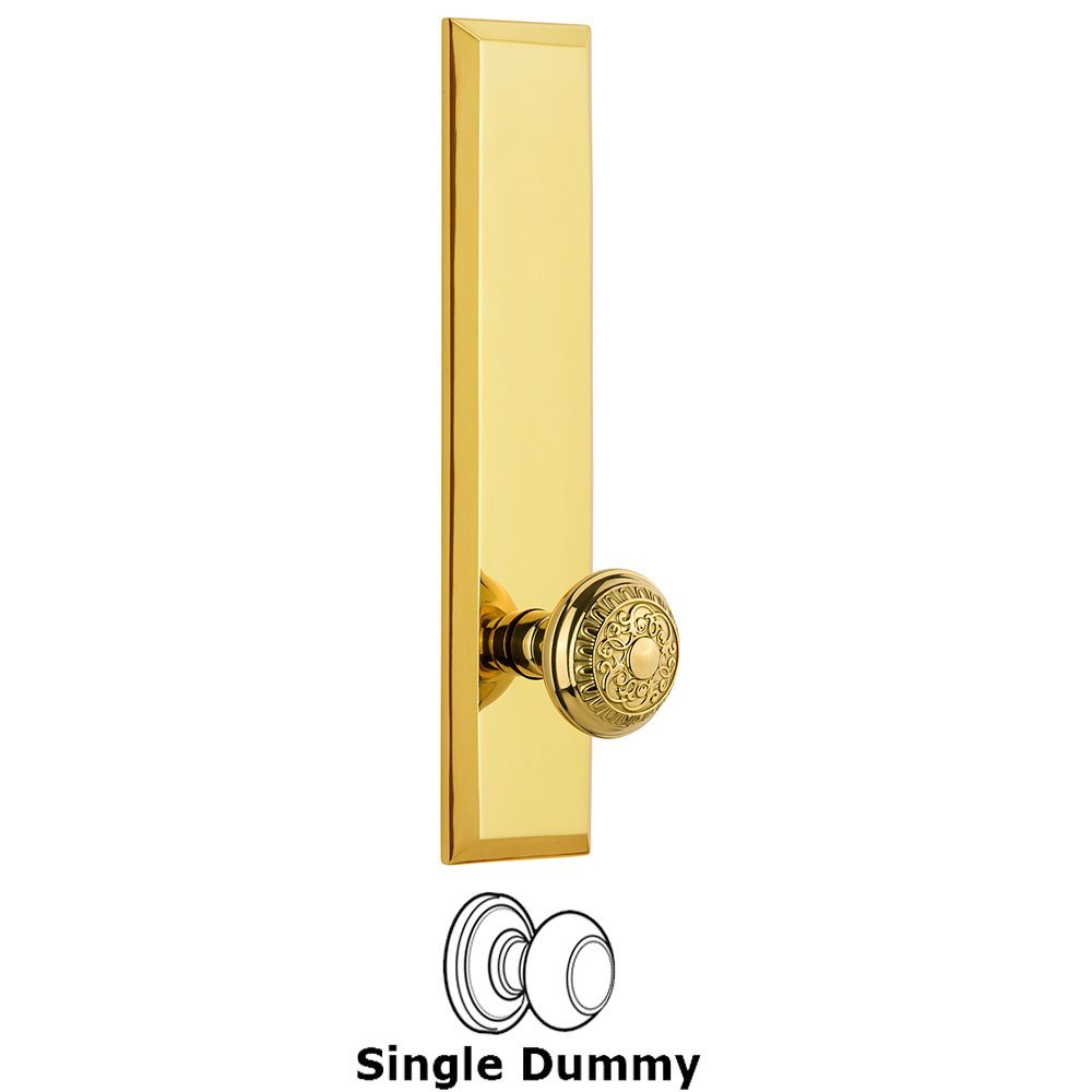Grandeur Single Dummy Fifth Avenue Tall Plate with Windsor Knob in Polished Brass