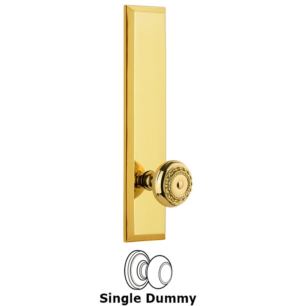 Grandeur Single Dummy Fifth Avenue Tall Plate with Parthenon Knob in Polished Brass