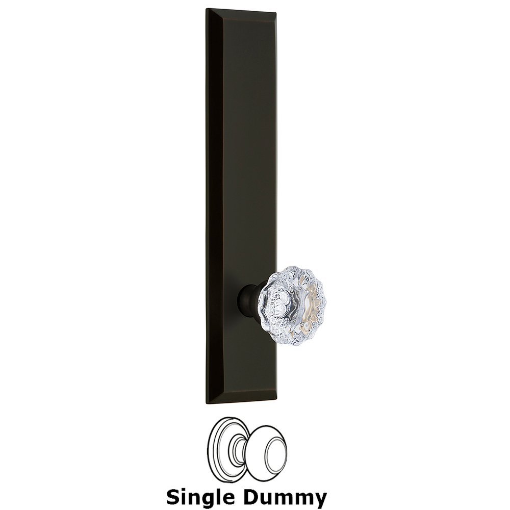 Grandeur Single Dummy Fifth Avenue Tall Plate with Fontainebleau Knob in Timeless Bronze