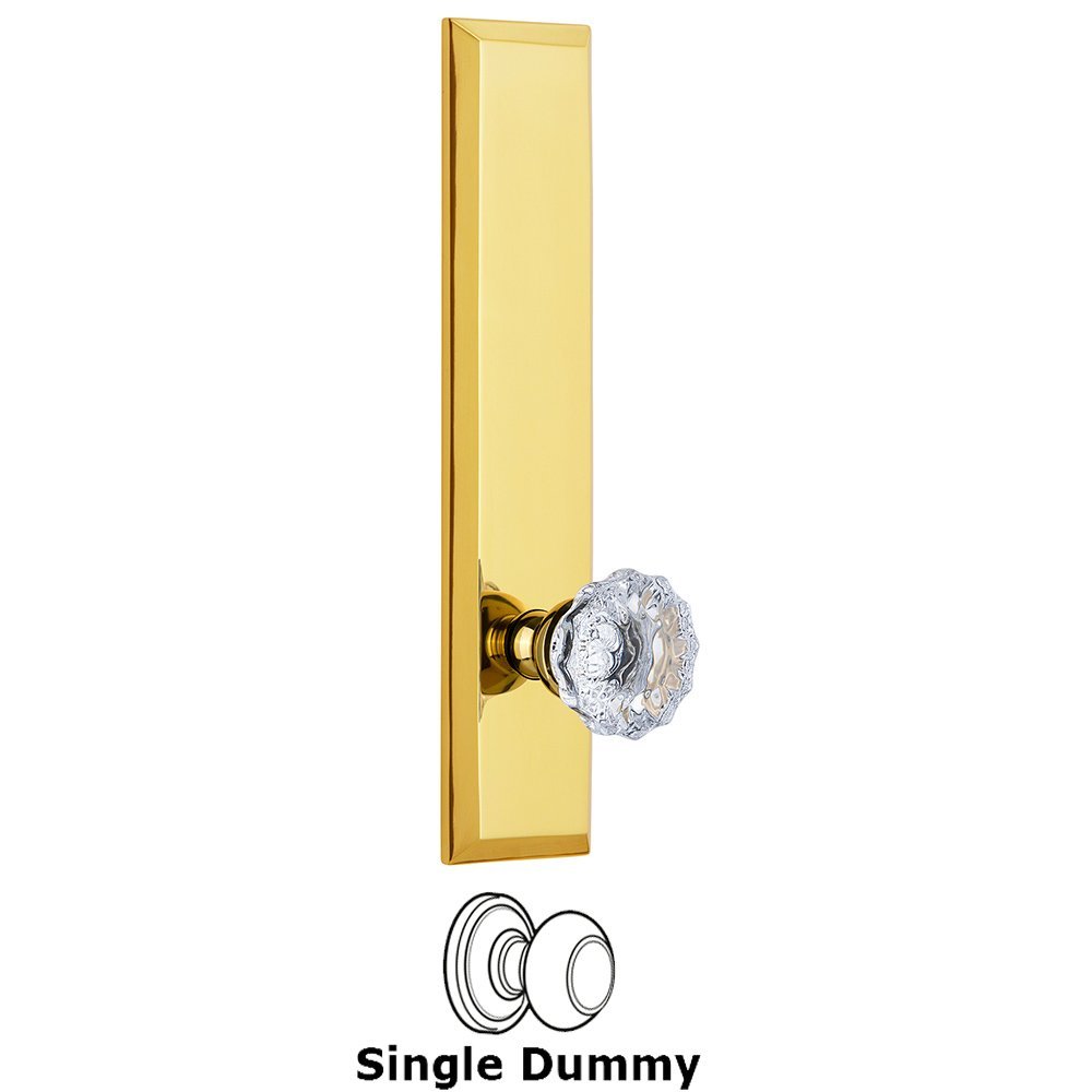Grandeur Single Dummy Fifth Avenue Tall Plate with Fontainebleau Knob in Lifetime Brass