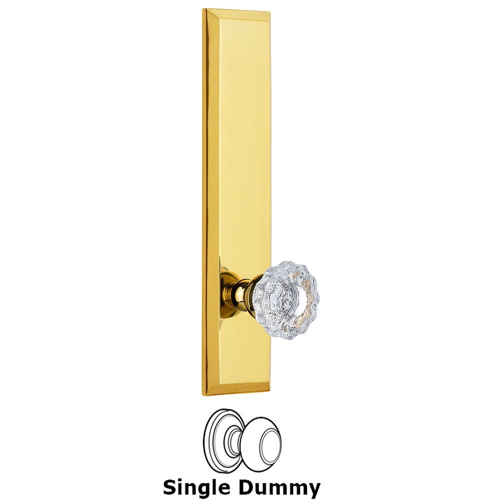 Grandeur Single Dummy Fifth Avenue Tall Plate with Versailles Knob in Polished Brass