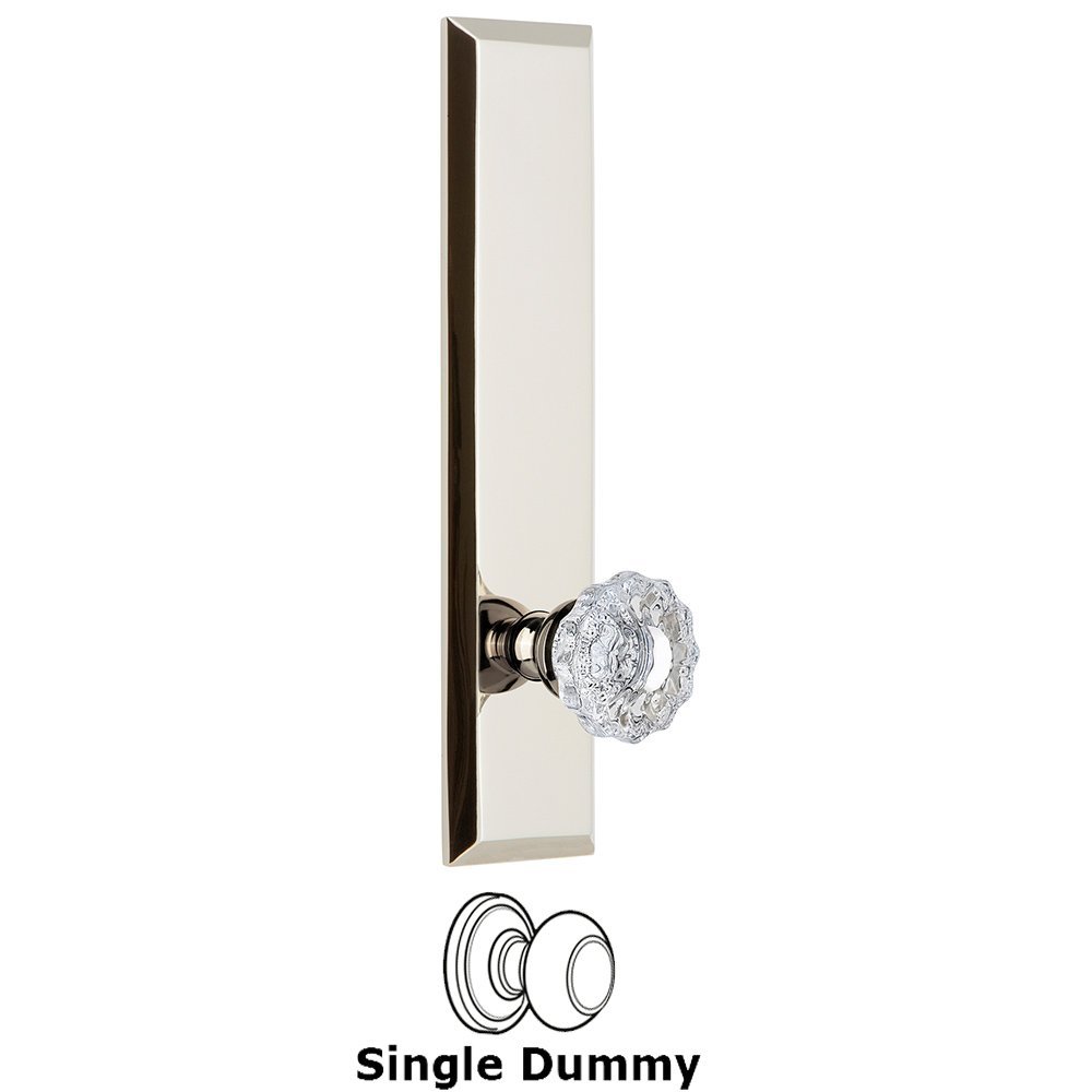 Grandeur Single Dummy Fifth Avenue Tall Plate with Versailles Knob in Polished Nickel