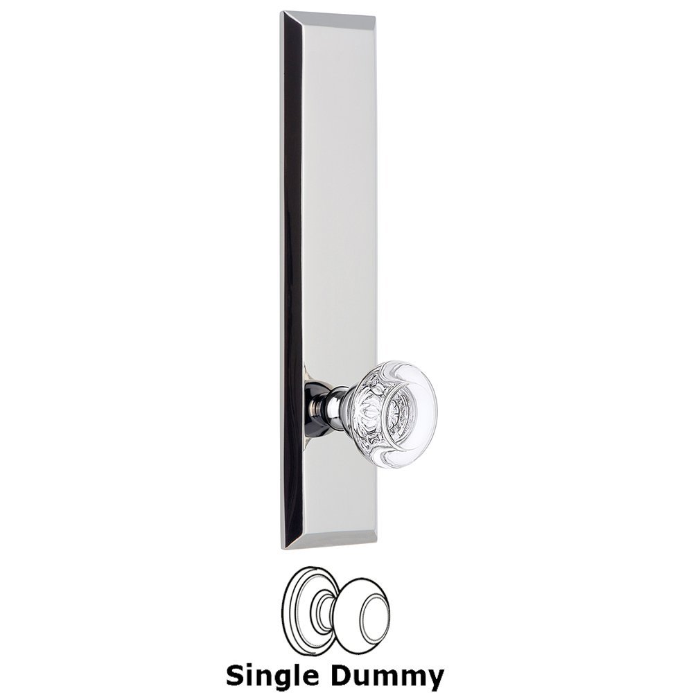 Grandeur Single Dummy Fifth Avenue Tall Plate with Bordeaux Knob in Bright Chrome