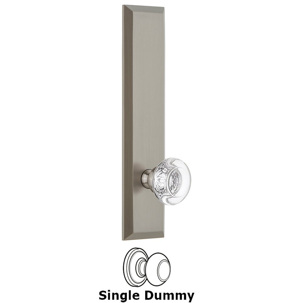 Grandeur Single Dummy Fifth Avenue Tall Plate with Bordeaux Knob in Satin Nickel