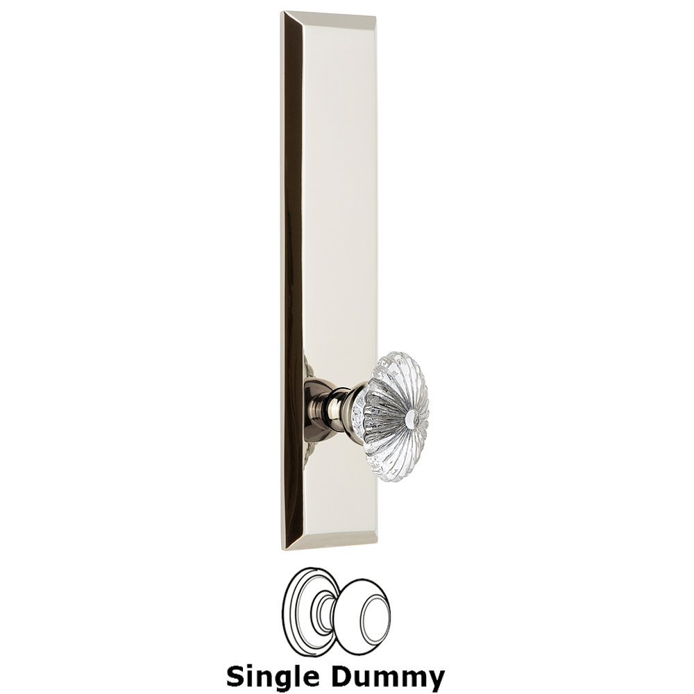 Grandeur Single Dummy Fifth Avenue Tall Plate with Burgundy Knob in Polished Nickel