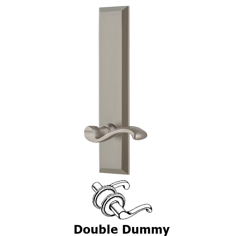 Grandeur Double Dummy Fifth Avenue Tall with Portofino Right Handed Lever in Satin Nickel