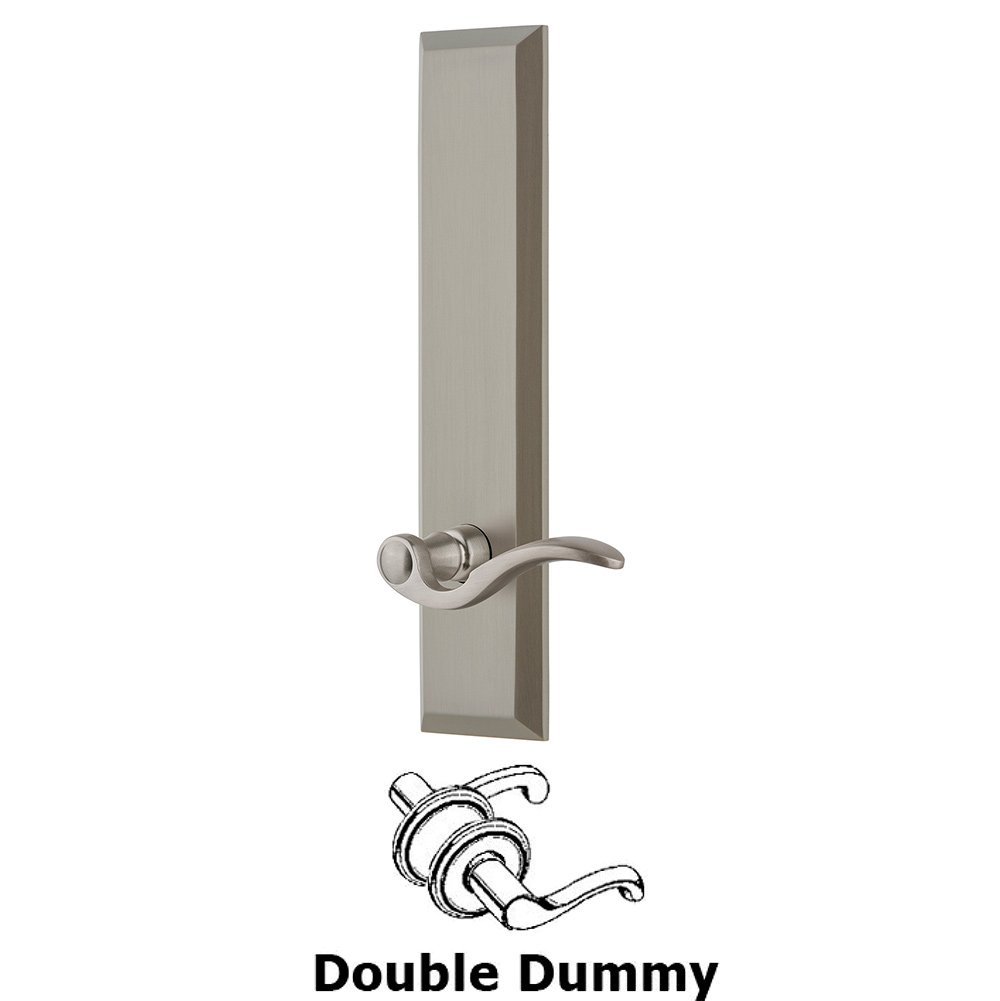Grandeur Double Dummy Fifth Avenue Tall with Bellagio Right Handed Lever in Satin Nickel