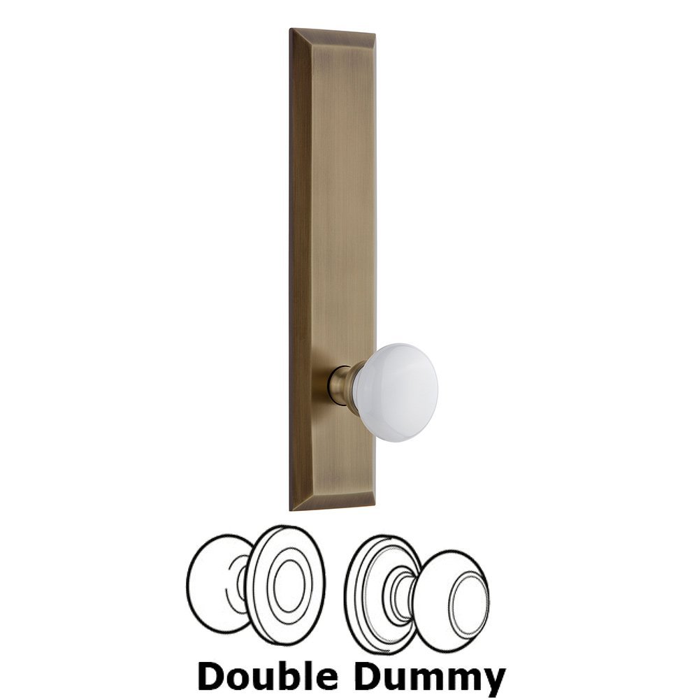 Grandeur Double Dummy Fifth Avenue Tall with Hyde Park Knob in Vintage Brass