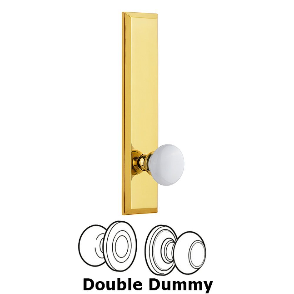 Grandeur Double Dummy Fifth Avenue Tall with Hyde Park Knob in Lifetime Brass