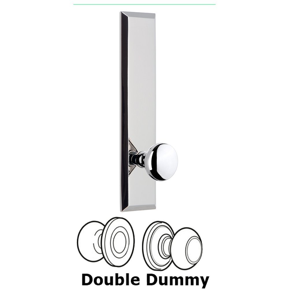 Grandeur Double Dummy Fifth Avenue Tall with Fifth Avenue Knob in Bright Chrome