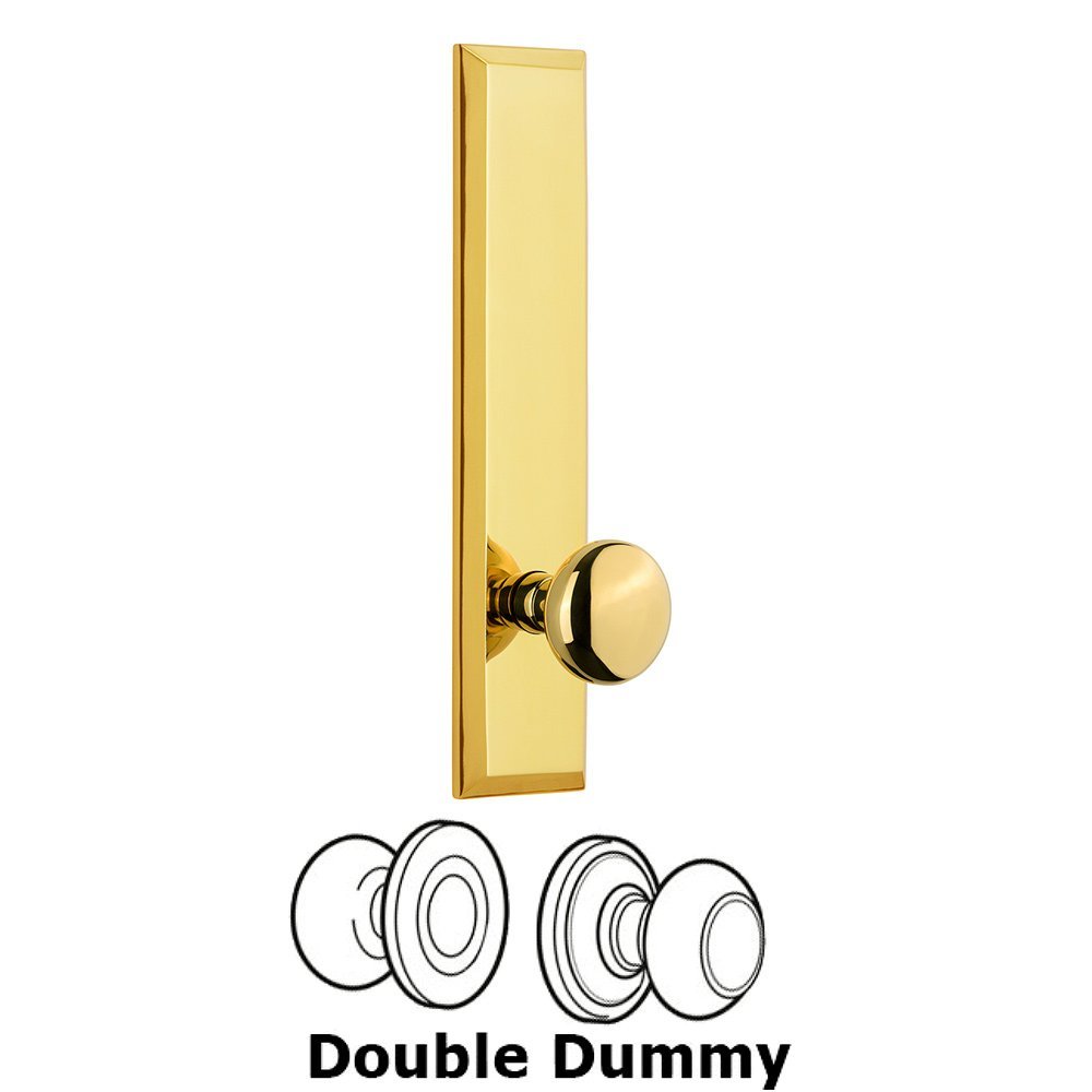 Grandeur Double Dummy Fifth Avenue Tall with Fifth Avenue Knob in Polished Brass