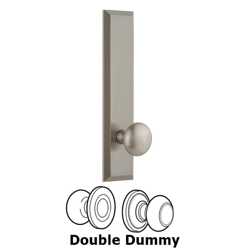 Grandeur Double Dummy Fifth Avenue Tall with Fifth Avenue Knob in Satin Nickel