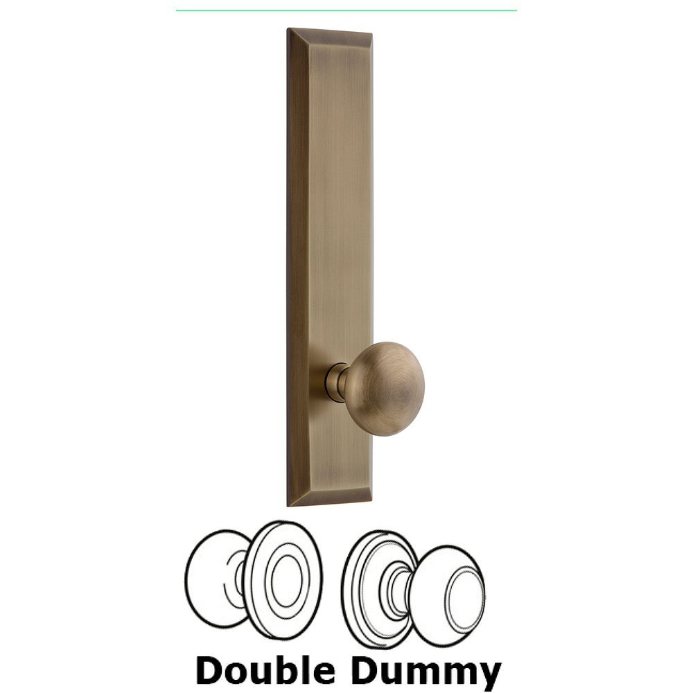 Grandeur Double Dummy Fifth Avenue Tall with Fifth Avenue Knob in Vintage Brass