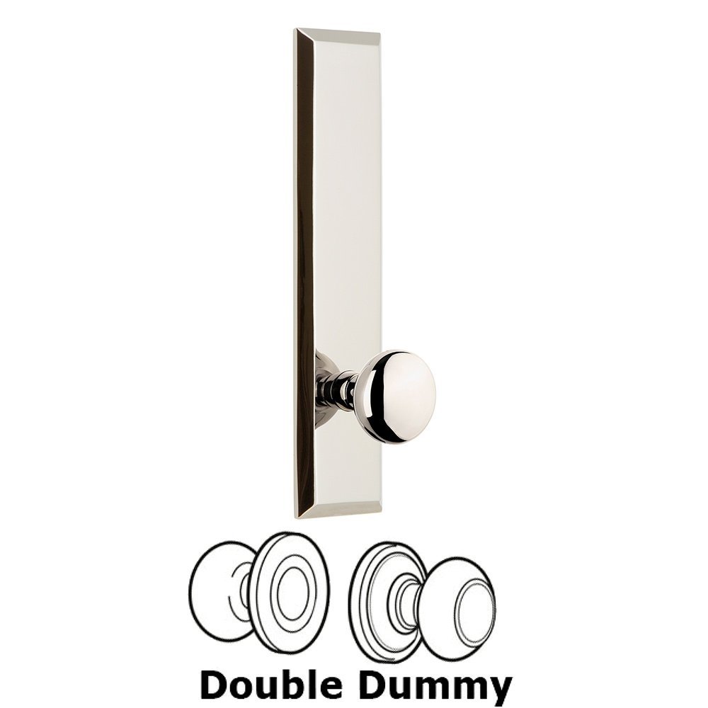 Grandeur Double Dummy Fifth Avenue Tall with Fifth Avenue Knob in Polished Nickel