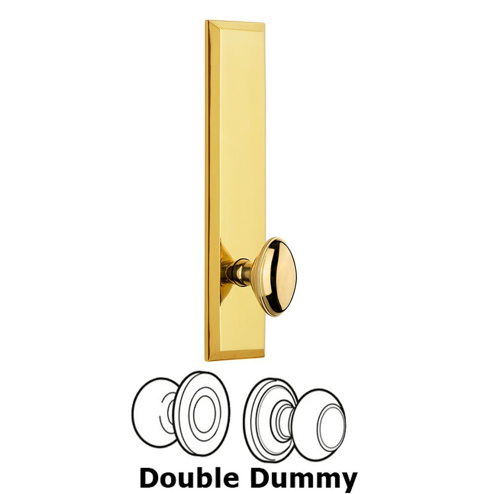 Grandeur Double Dummy Fifth Avenue Tall with Eden Prairie Knob in Polished Brass