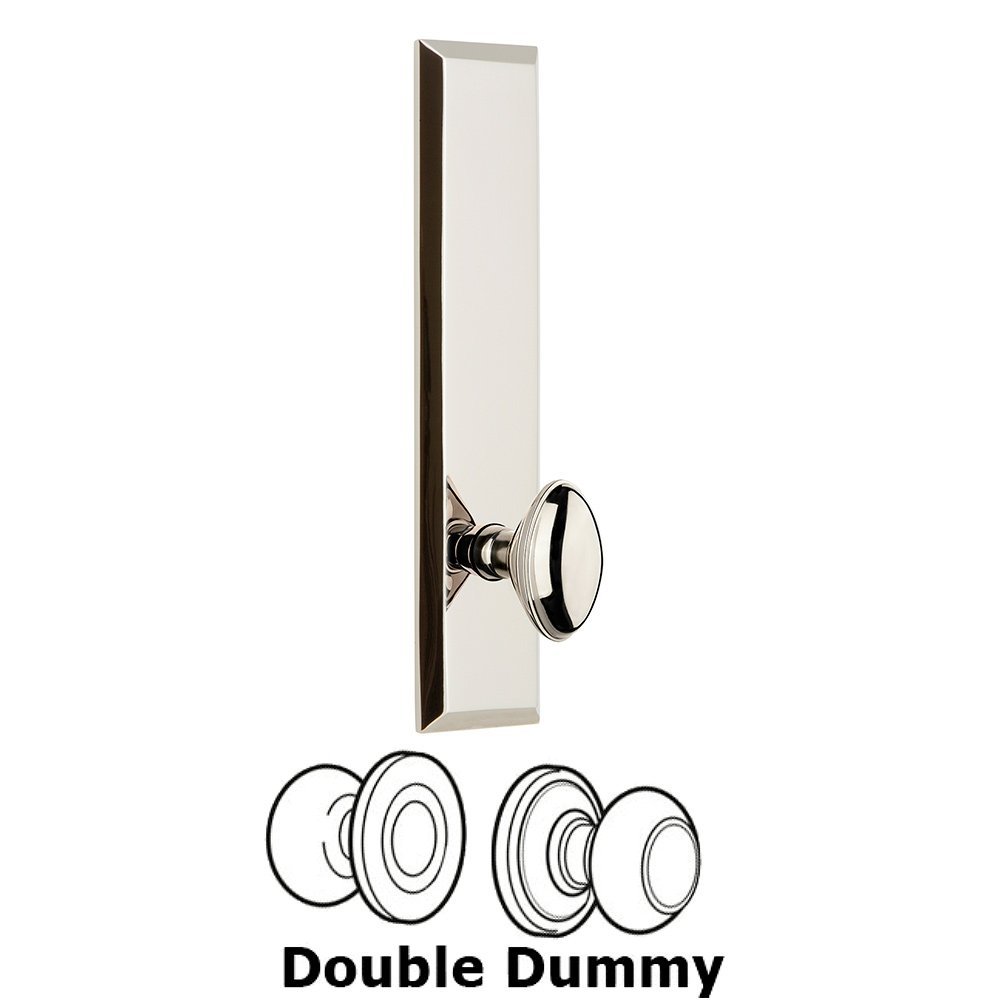 Grandeur Double Dummy Fifth Avenue Tall with Eden Prairie Knob in Polished Nickel
